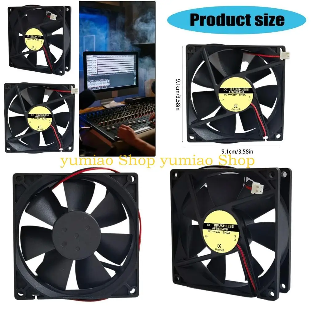 

587B 9025 Cooling Fan 90x25mm 24V 0.4A 81.47CFM Brushless Double Bearing 3500RPM for Computer Case Server Workstation Cabin