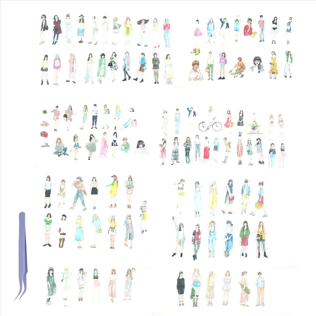 KSOL 108 Pcs People Stickers for Journaling Scrapbooking,Urban Scrapbook Sticker for Junk Journal Supplies Kit