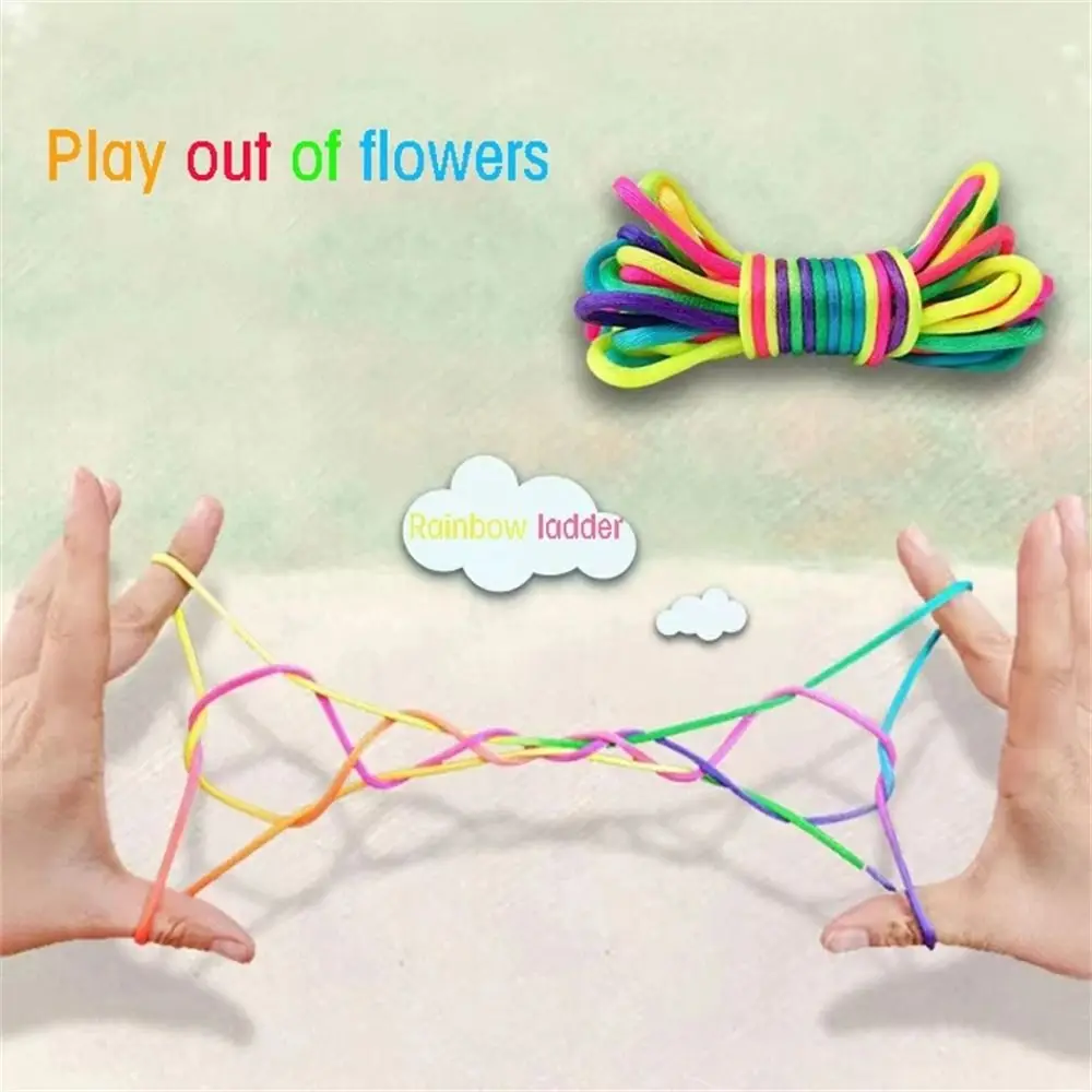 1Pc 165cm Rainbow Color Cradle String Finger Games Classic Rope Thread Toy Ropes Hand String Puzzle Game Create Toy Supplies