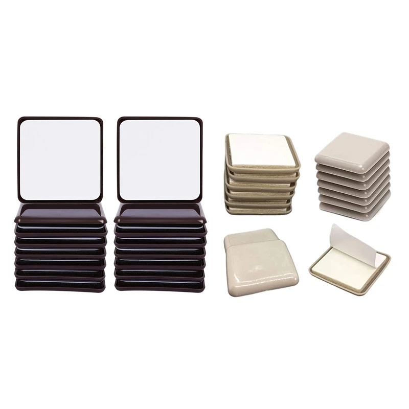 16Pc Furniture Sliders And Gliders Square Self Adhesive Chair Leg Sliders Floor Protector Pads For Moving Furniture