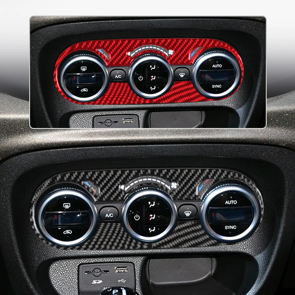 Carbon Fiber Center Console Air Conditioning Switch Panel Cover Trim Decal Sticker for Fiat 500L 2014 2015 2016 2017