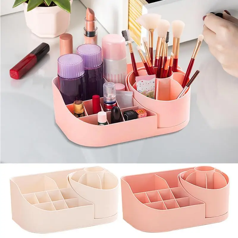 

Cosmetic Storage Case Spinning Lipstick Makeup Box With 17 Compartments Stationery Holder Home Supplies For Skincare Cosmetics