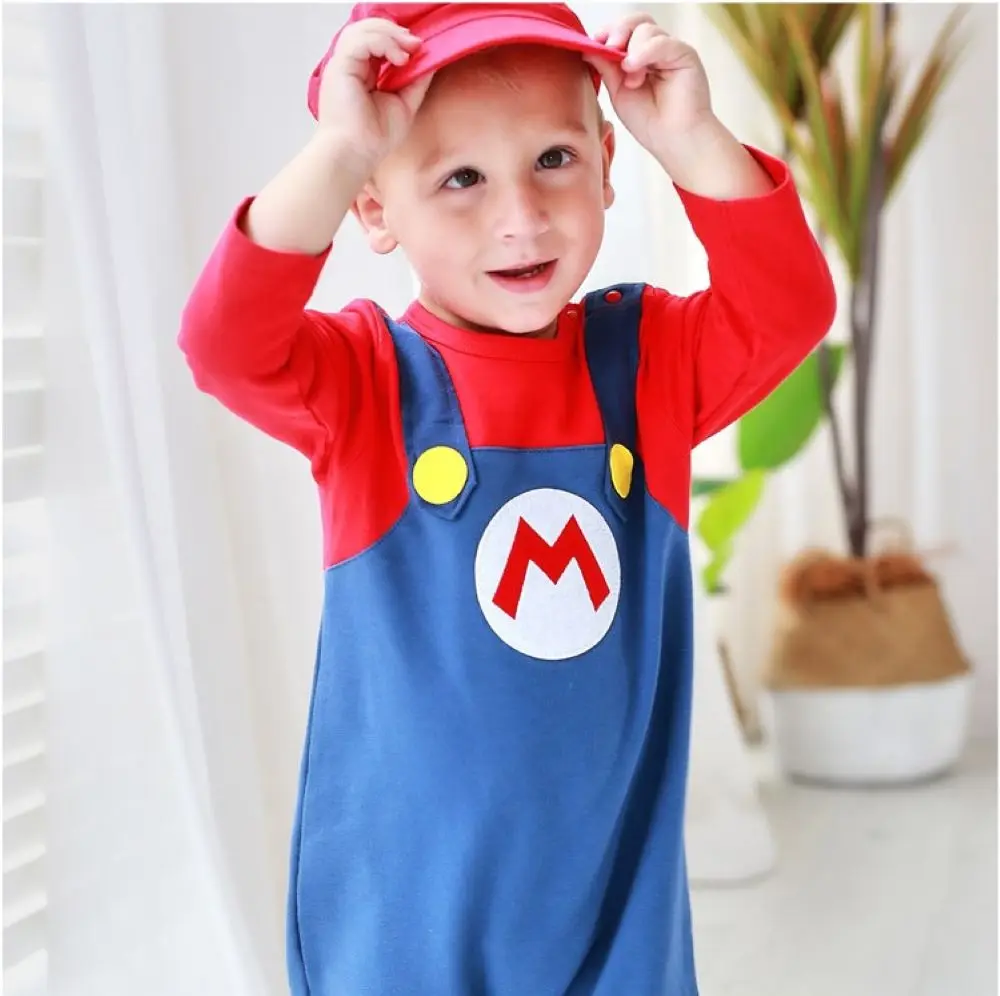 

Лидер продаж ~ детская одежда для косплея/розумный дизайн с накладными ремешками, детский комбинезон/крутое боди со шляпой 3547