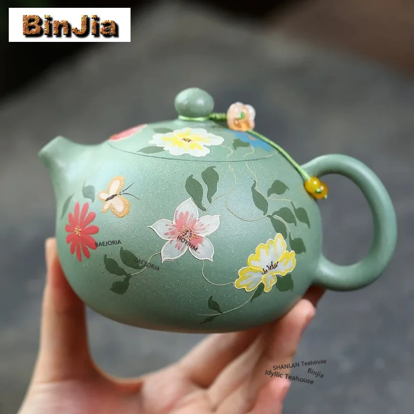 340ml Aesthetic Yixing Purple Clay Teapots Handmade Xishi Pot Raw Ore Stone Scoop Mud Kettle Chinese Zisha Tea Set Tea Items
