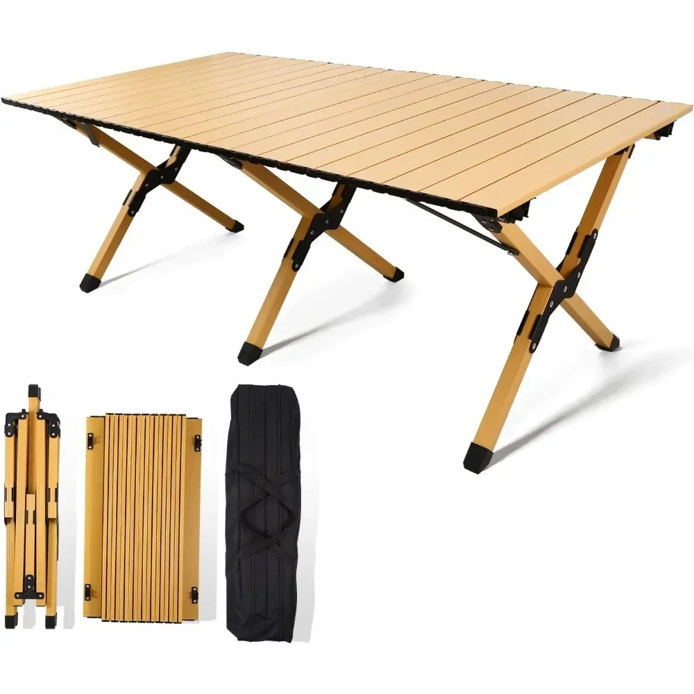 

Folding Camping Table, with Easy Carrying Bag for Outdoor, Lightweight Roll-Up Table Aluminum Low Portable Picnic Table