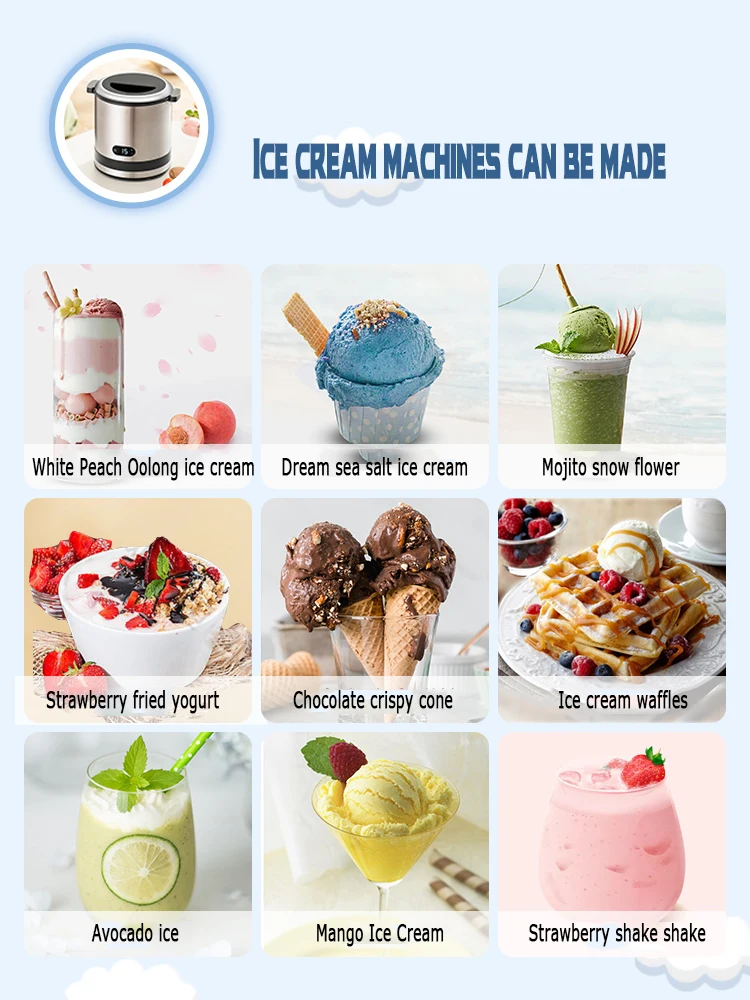 สมาร์ทเครื่องทําไอศกรีมเครื่องใช้ในครัวเรือนอัตโนมัติเต็มรูปแบบ Soft Hard Sorbet ผลไม้โยเกิร์ตเครื่องทําน้ําแข็งเครื่องทําขนมสแตนเลส