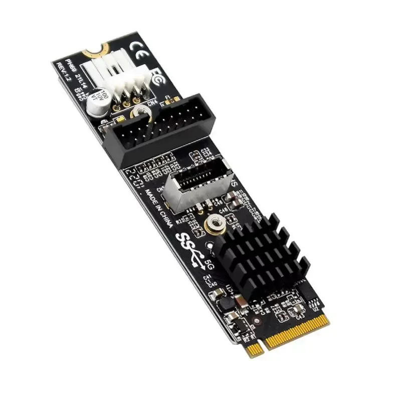 NVMe M.2 M-Key PCIe to Front USB 3.1 Type-E 5Gbps + 20 Pin Expansion Card with VL805 Controller