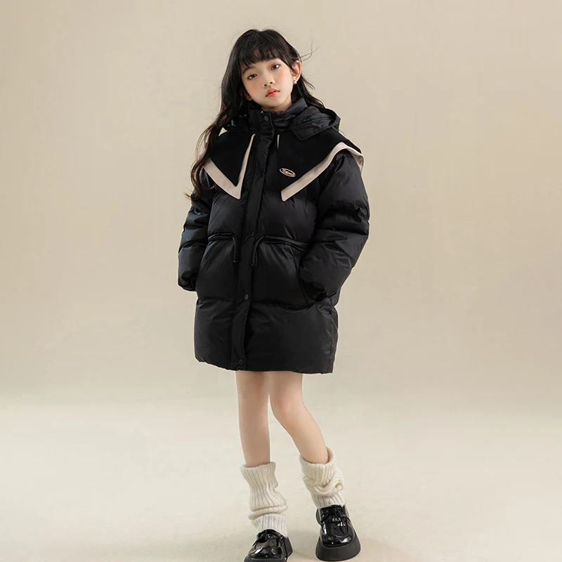 

Зимний пуховик больших размеров для девочек, модное белое утиное пальто, модная детская верхняя одежда для маленьких светских львиц