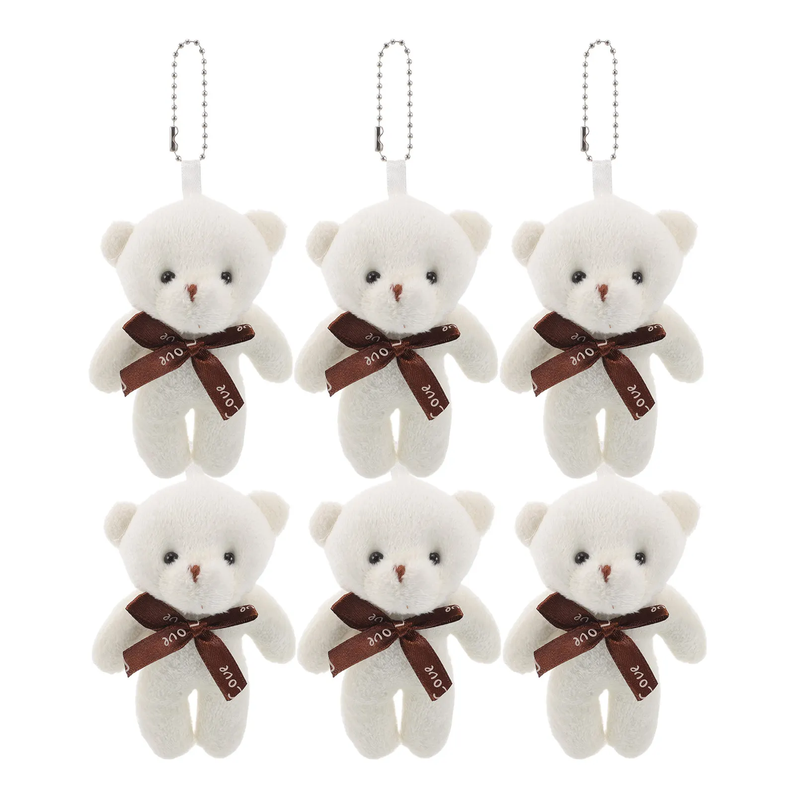 

6Pcs Bear Keychain Mini Soft Stuffed Animal Decorative Pendant Accessories for Backpack Bag Phone Office Home Cute Bear Keychain