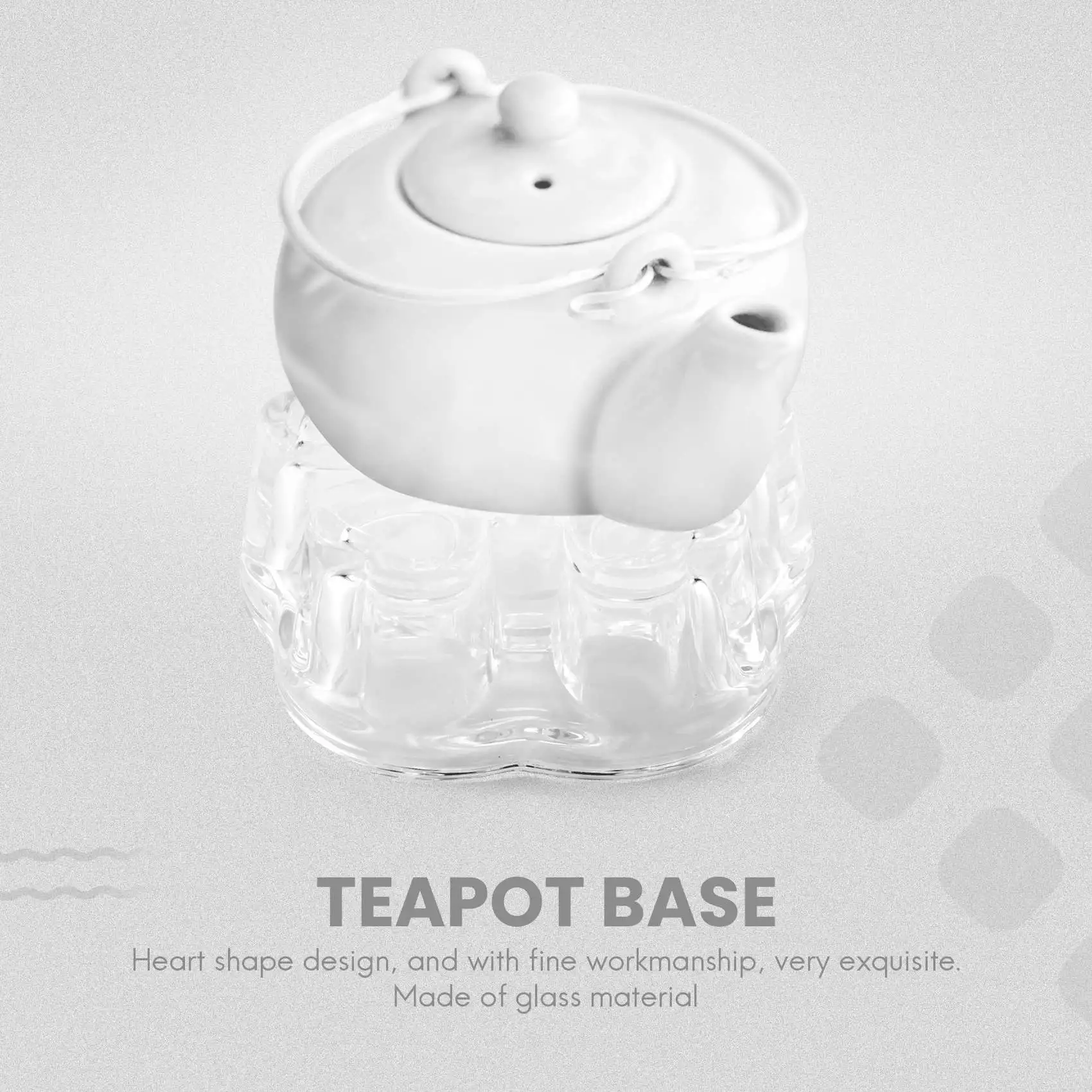 

ABVS Clear Glass Heat-Resisting Heart Shape Teapot' Warmer Heater Base Candle Holder