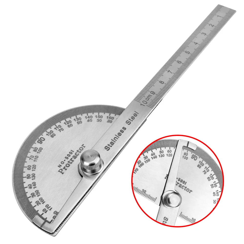 Metal Angle Finder 180 Degree Protractor Stainless Steel Woodworking Tools Rotary Measuring Ruler Goniometer Angle Ruler