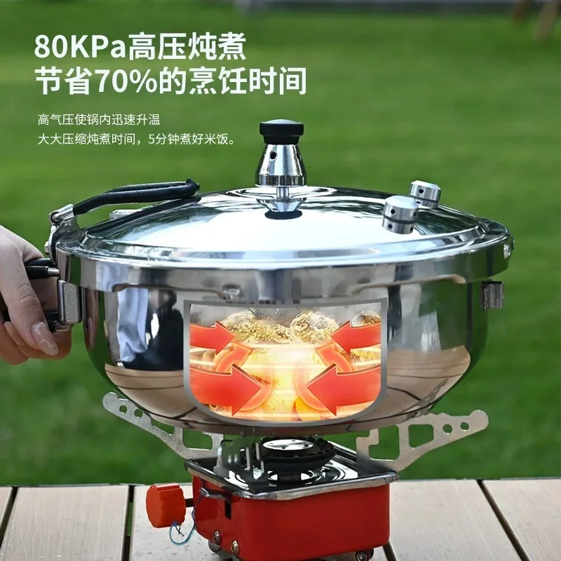 Camping Small Pressure Cooker   High-pressure Pot with Valve Safeguard Stainless Steel Cooking Pot Canning Pressure
