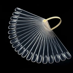 20pcs False Nail Tips Fake Nail Art Fan Shaped Palette Card Display Acrylic Practice Color Chart For Nail Polish With Ring