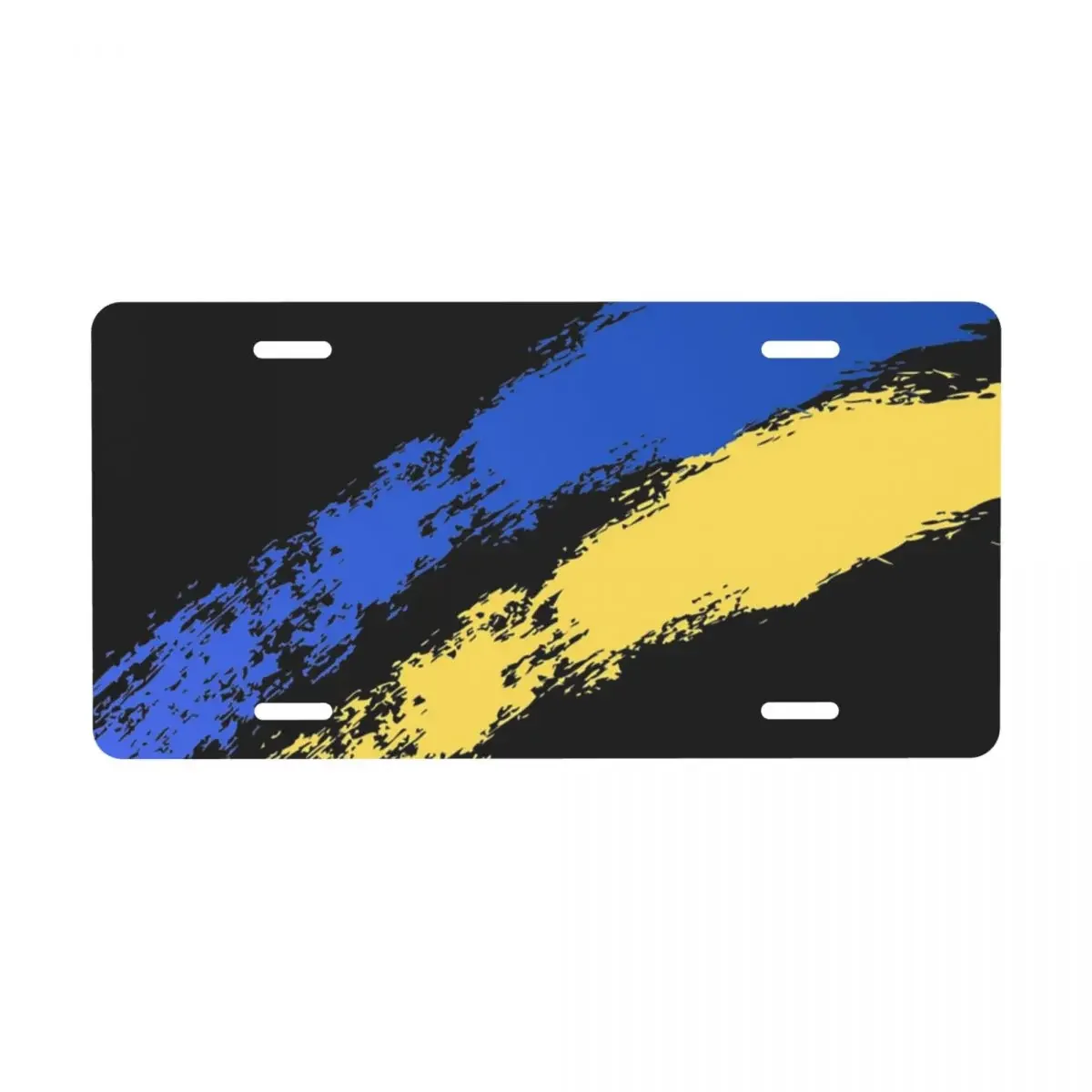 Custom Novelty Ukrainian Flag Decorative Metal License Plate Ukraine Patriotic Aluminum Car Front Vanity Tag 6x12 Inch