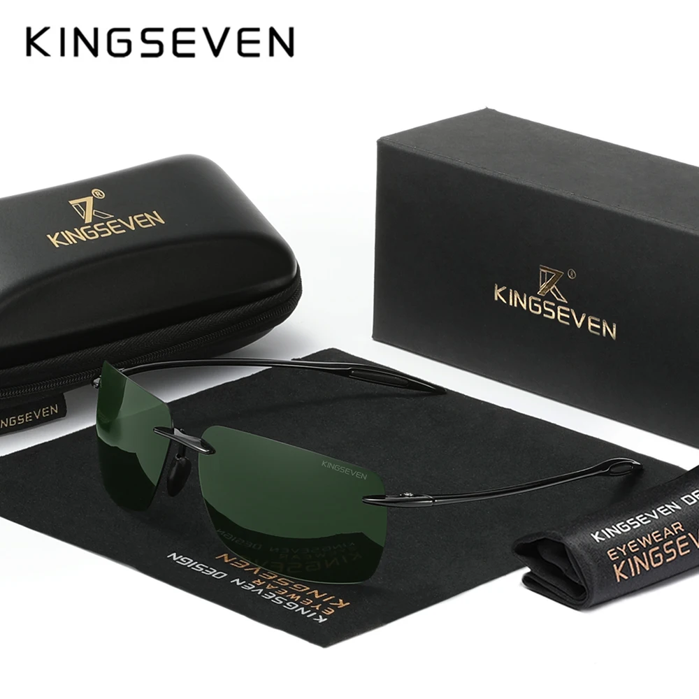 KINGSEVEN Brand Ultra light Polarized Sunglasses Men Square Frameless Oculos Gafas UVA&B Protection Sun Glasses Light Weight