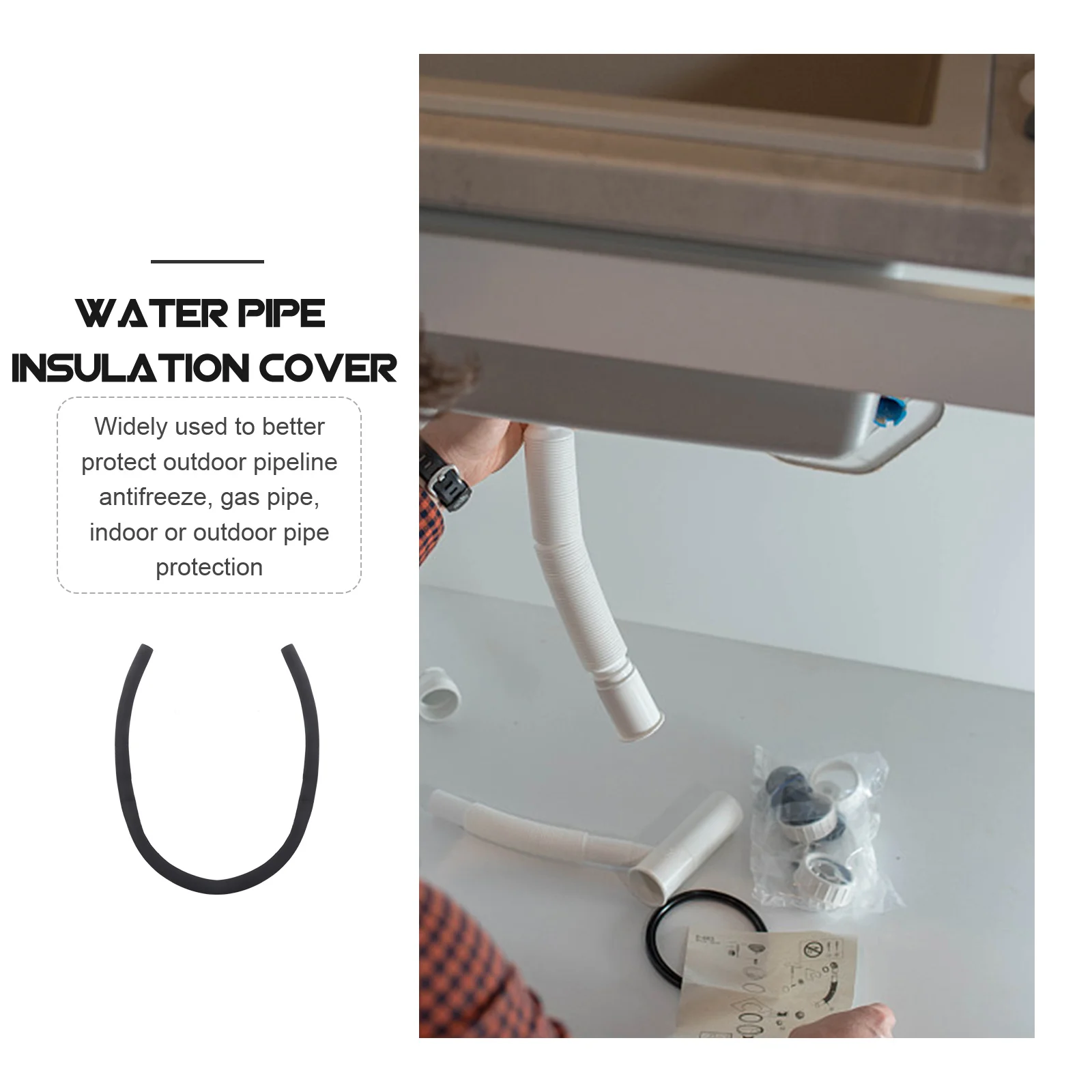 

2pcs Insulation Sponge For Pipe Protective Cover Antifreeze Tubing Wrap High-Density Thermal Sleeve Outdoor Indoor Use Pipe