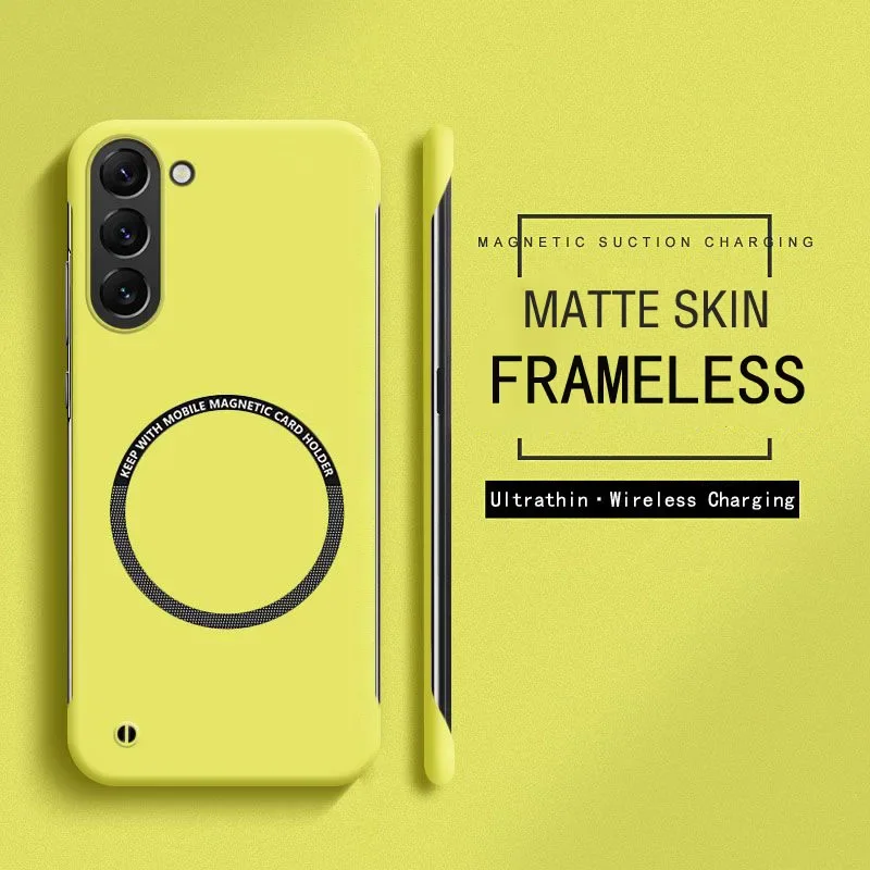 

Frameless Magnetic Slim Case For Magsafe Samsung Galaxy S23 FE S24 S25 Ultra Plus Wireless Charging Hard PC Matte Back Cover