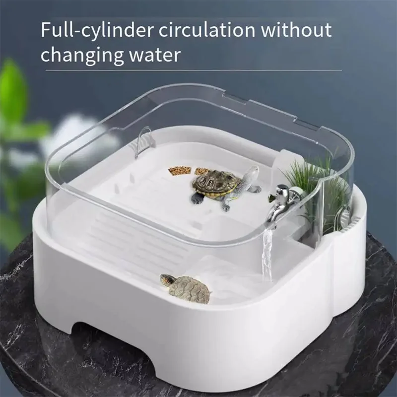 

Turtles Tank Indoor Enclosure Reptile Breeding Box Desktop Decoration Tank with Filter Swim Bask Ventilation Habitat