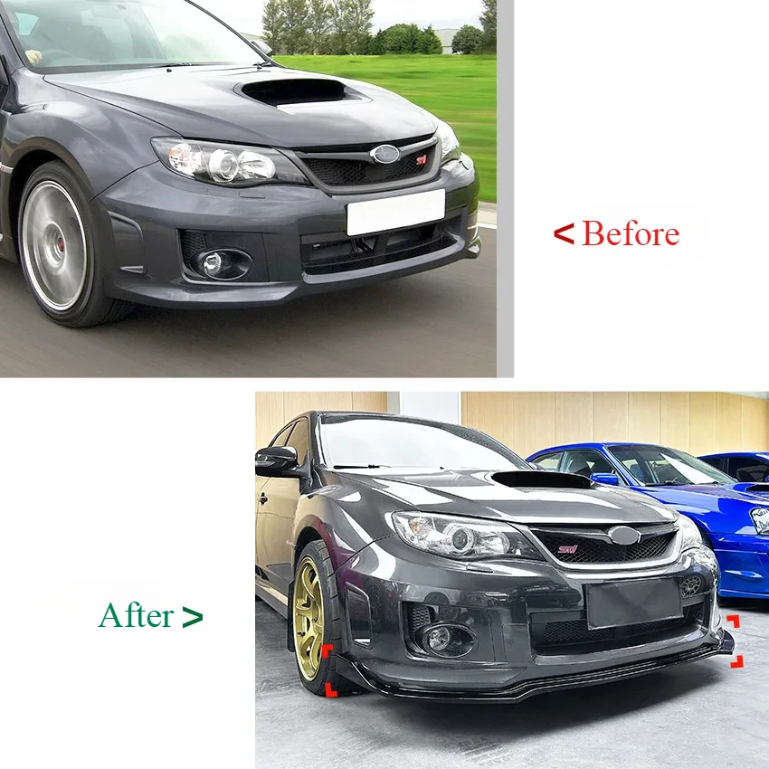 For Subaru WRX Sti 4 Door Sedan Car Front Bumper Lip Lower Splitter Diffuser Spoiler Guard Cover Body Kit Tuning Accessories