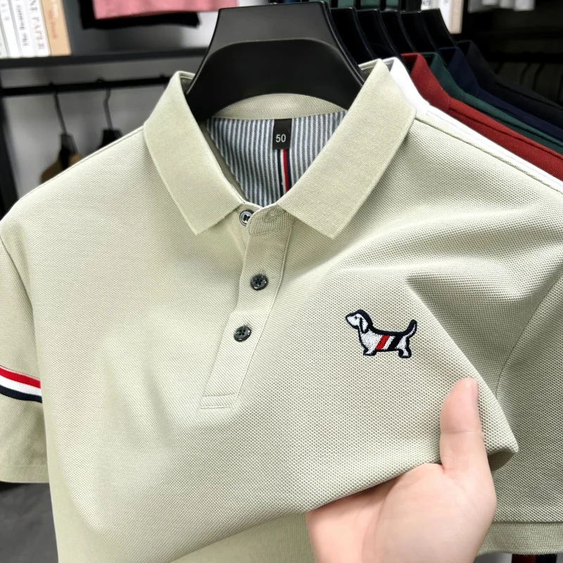Summer New Men's Original Print Polo Shirt 100% Cotton Short Sleeve Designer Solid Color Lapel T-shirt Casual Comfort Men's Wear