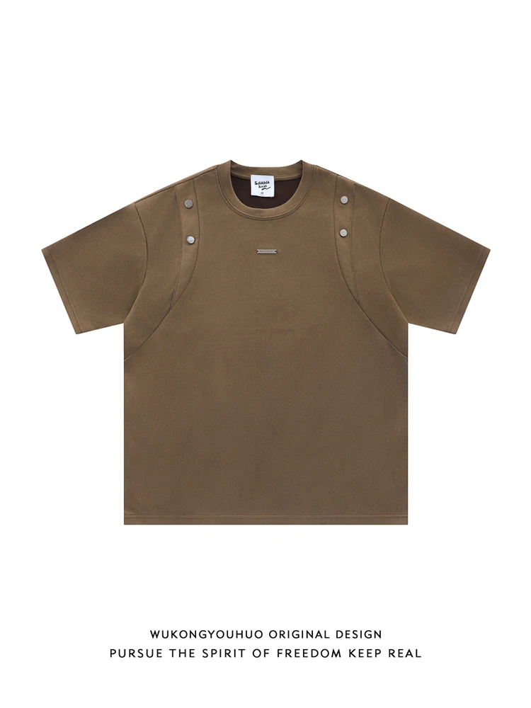 Loose Fit American Suede ort Sve T-irt for Men Summer Trendy f Sve Top Youth ular round Ne Color