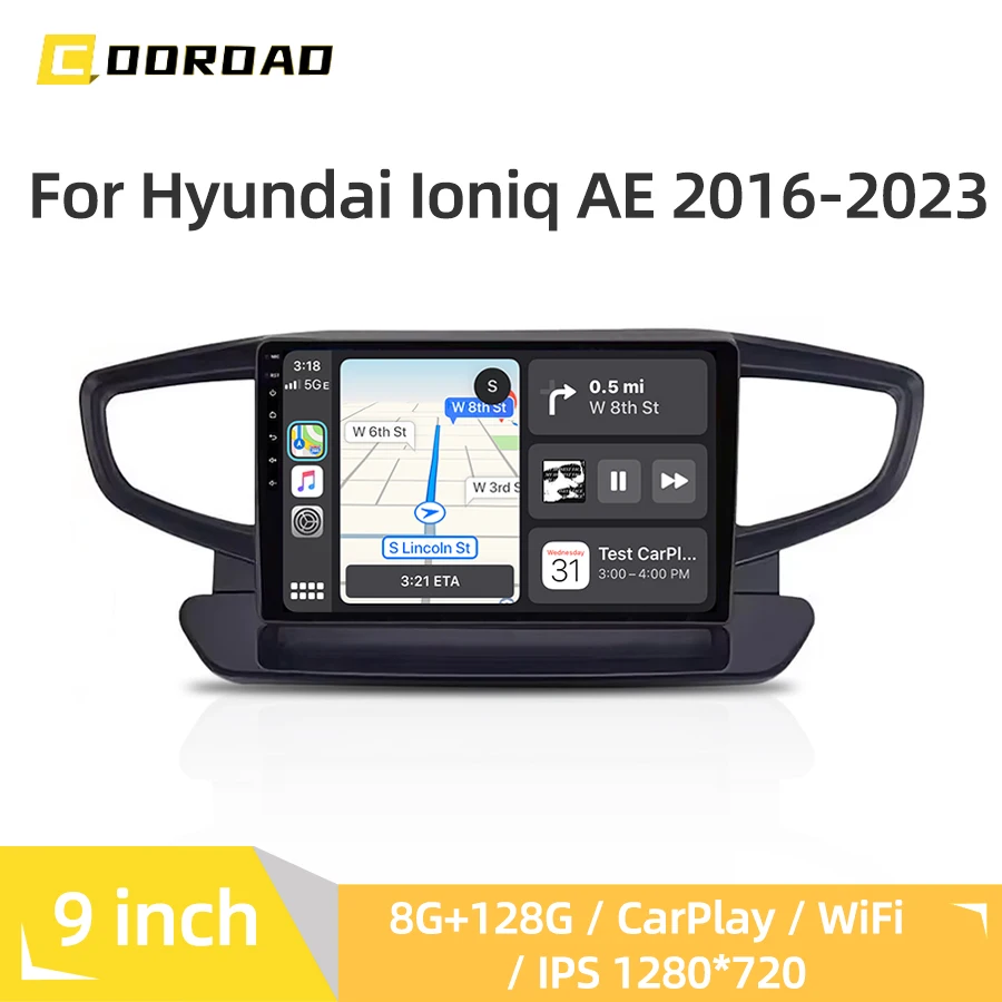 For Hyundai Ioniq AE 2016-2023 Android 14.0 Multimedia Video Player Stereo DSP Navigation CarPlay 4G WiFi Bluetooth Car Radio