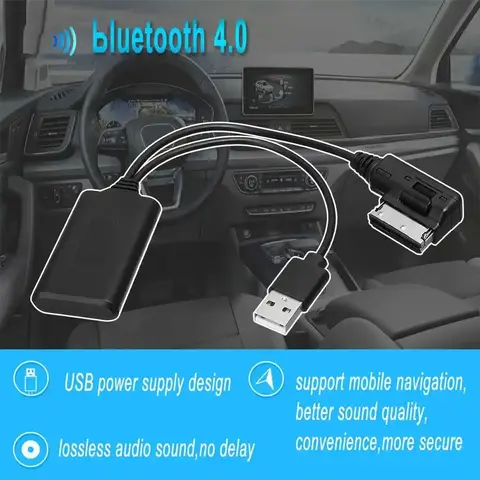 미니 무선 블루투스 USB AUX 입력 어댑터 케이블 음악 오디오 수신기 어댑터 5V 아우디 A5 8T A6 4F A8 4E Q7 7L AMI MMI 2G용