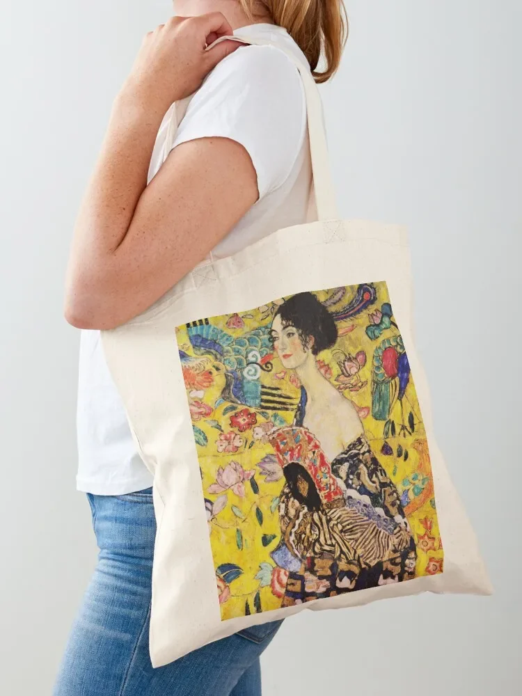 Lady with Fan Gustav Klimt Art Nouveau-Modern Japonism Inspired Tote Bag custom bags Canvas Lady bag shopper bags
