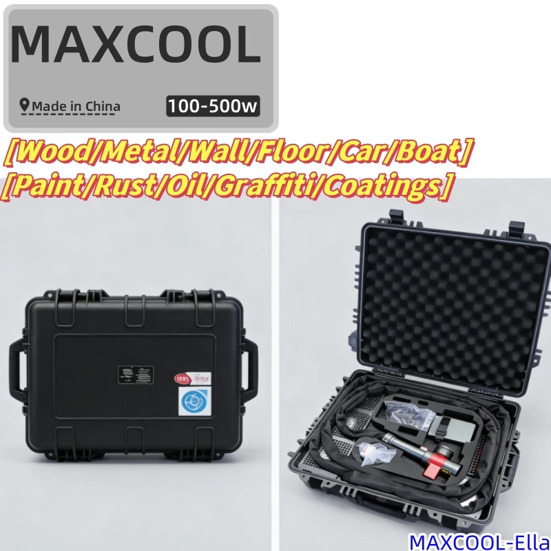 

MAXCOOL Portable Hand Box Removal Layer Wireless Control Air Cooling Pulse Laser Rust Remover CNC Oil Stains Cleaning Machine