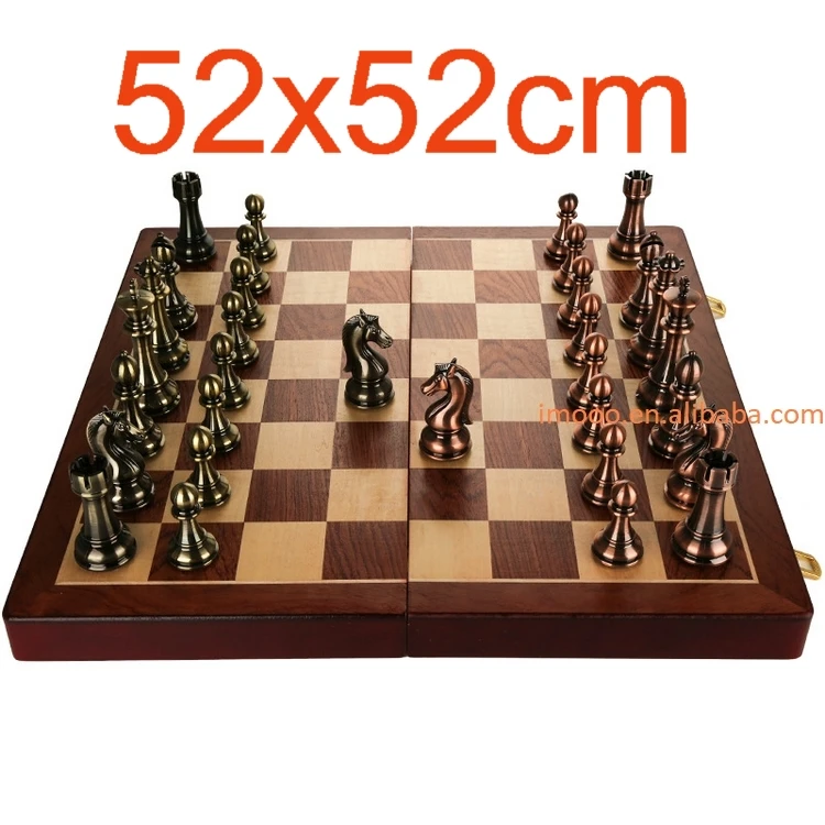 سعر المصنع 52 سنتيمتر ألعاب الشطرنج الكبيرة مجموعات 11 سنتيمتر الملك المعادن قطع لامعة مجموعة الراقية الفاخرة المهنية ألعاب الطاولة الخشبية #3