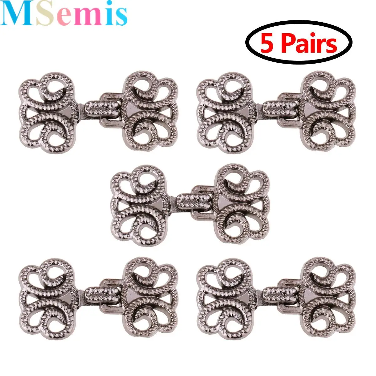 

5 Pair Clothing Snap Buttons Vintage Flower Cheongsam Cape Snap Button Clasp Sew On Hook Eyes Shawl Cardigan Clip Metal Fastener