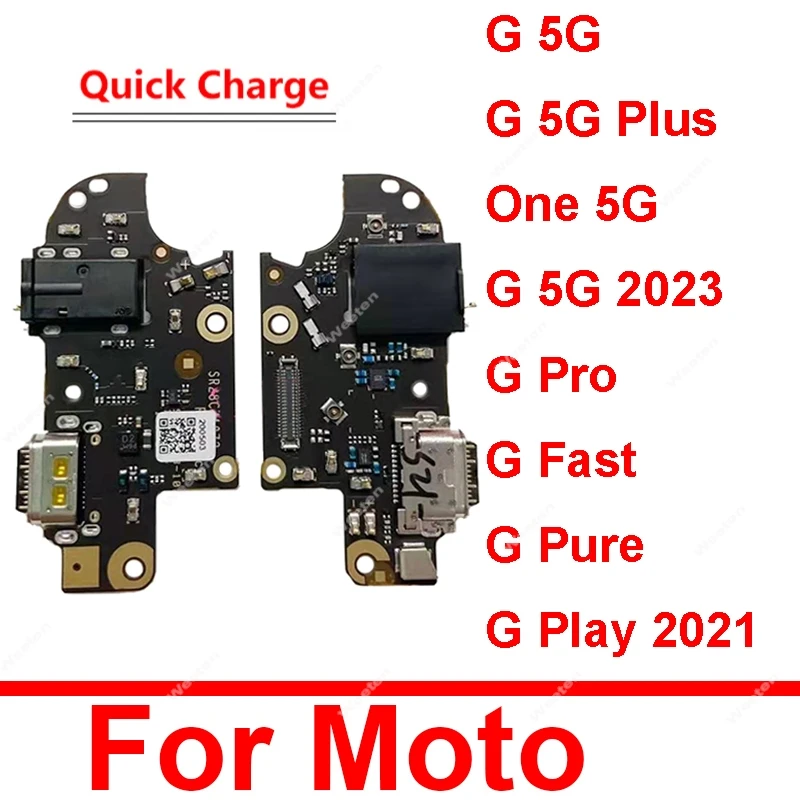 Placa de puerto de carga USB para Motorola Moto G 5G 2023 G 5G Plus One 5G G Pro G Fast G Pure G Play 2021, cargador rápido de carga USB