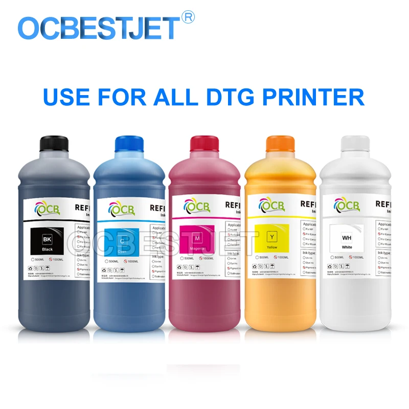 1000ml / Bottle Textile Garment Ink DTG Ink For Epson DX5 DX6 DX7 TX800 I3200 For Epson L1800 1390 9600 4800 F2000 F2100 Printer