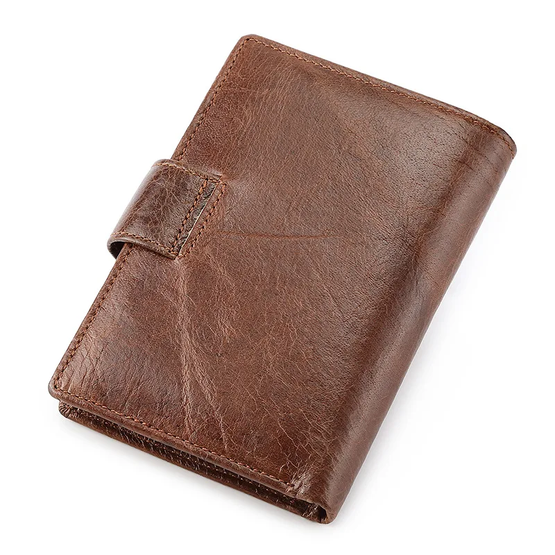 New Brand Men\'s Wallet RFID 100% Genuine Cow Leather Short Card Holder Man Purse Male Vintage Pocket Wallet For Men