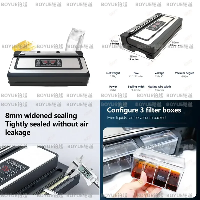 42cm Vacuum Sealer Machine 90KPa Strong Suction Dry Wet Food Packaging Automatic Continuous Operation for Kitchen Storage