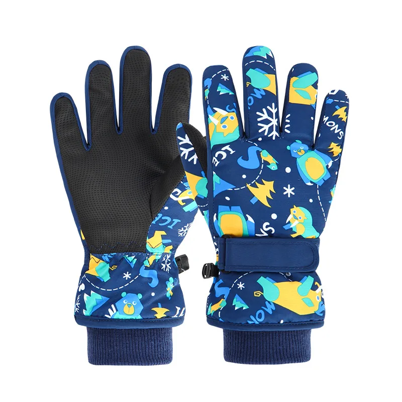 Older Children Ski Gloves Boys Warm Cartoon Cotton Velvet Play Snow Kids Girl Winter Baby Accessories Mittens Cute Waterproof