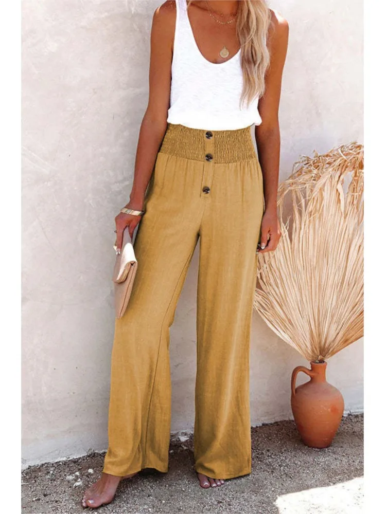 

2025 Summer pantalones de mujer Wide Leg Pants Women Pants Casual Pants Female Solid color Loose High Waist Straight Trousers