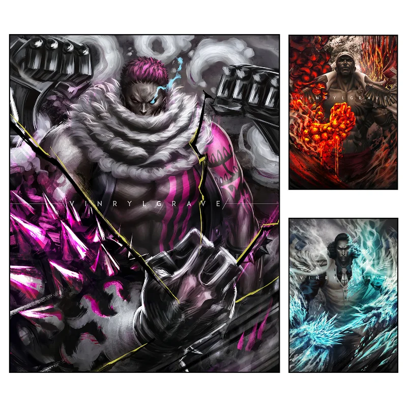 

Anime New Canvas Painting One Piece Figure Monkey D Luffy Charlotte Katakuri HD Print Picture for Bedroom Christmas Decor Gifts