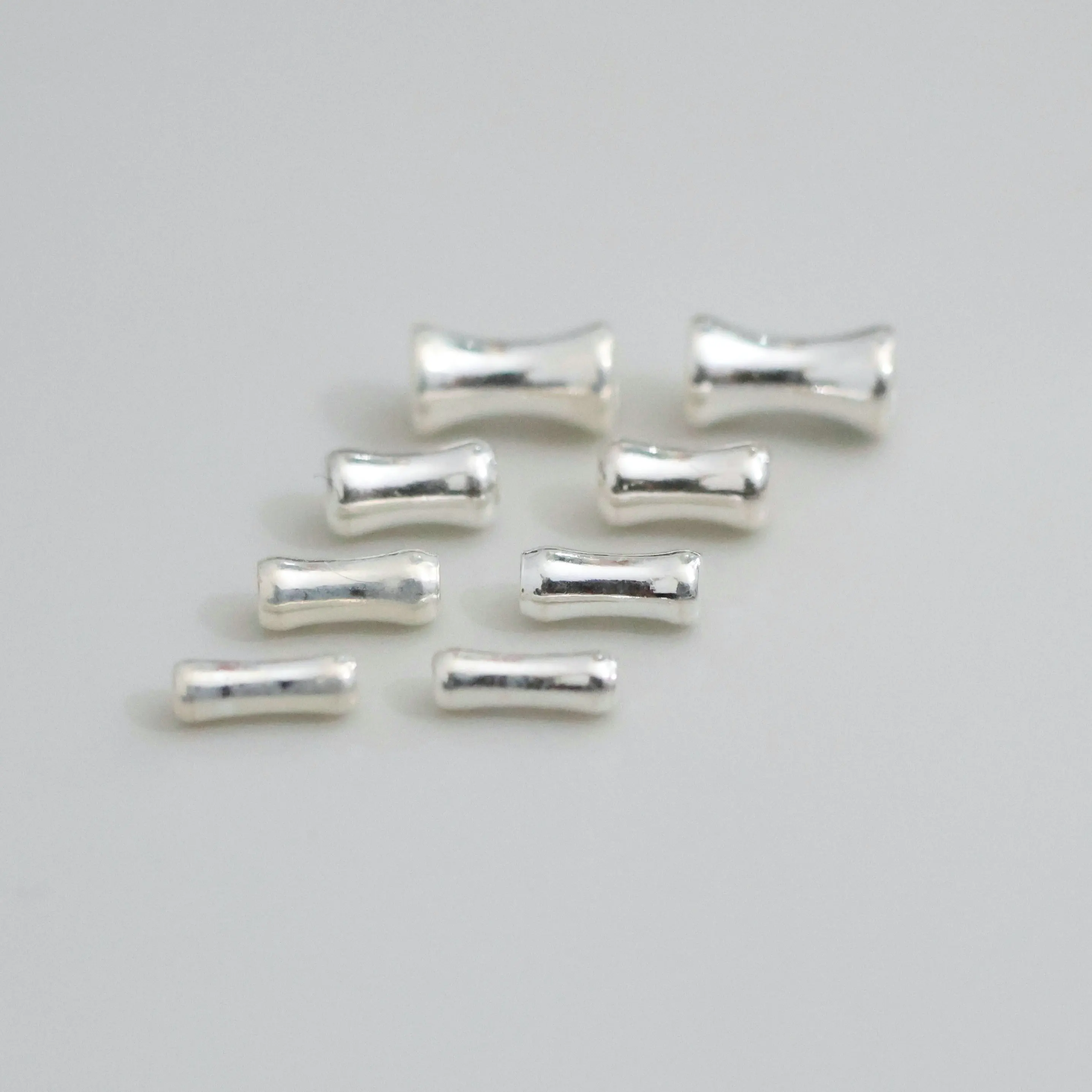 5pcs 100% Solid 925 Sterling Silver Bamboo Joint Spacer Beads for DIY Bracelet Necklace Making Fine Jewelry Finding  JQ0031
