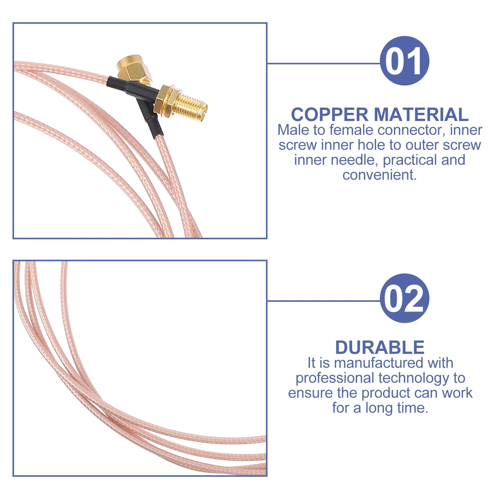 

Sma to Copper Coaxial Extension Cable Connector Antenna Adapter Jumper Wire for Signal Router