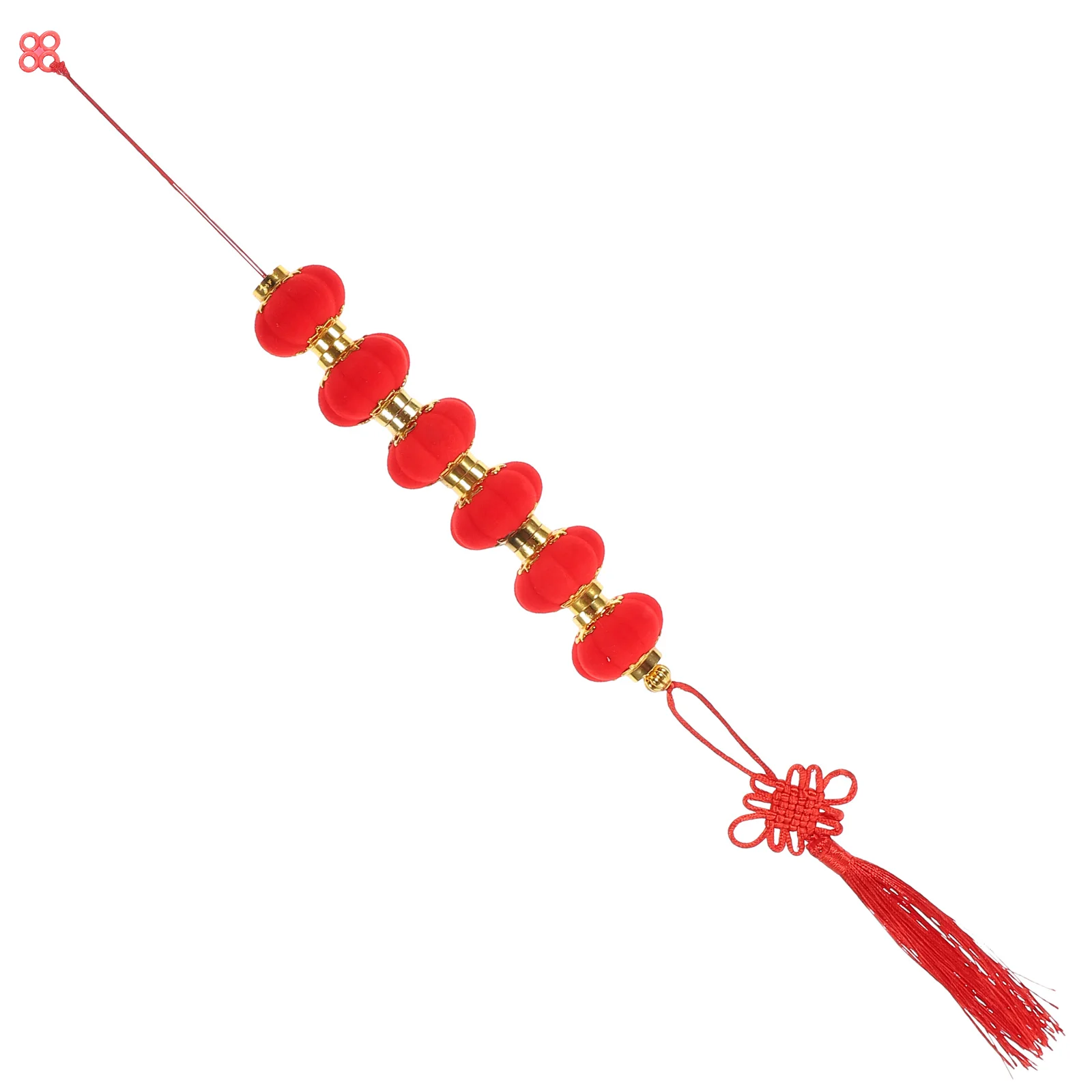 

Red Flocked Lantern String Decor Chinese Style New Year Pendant Festive Wall Hanging Interior Decor Durable PVC Spring