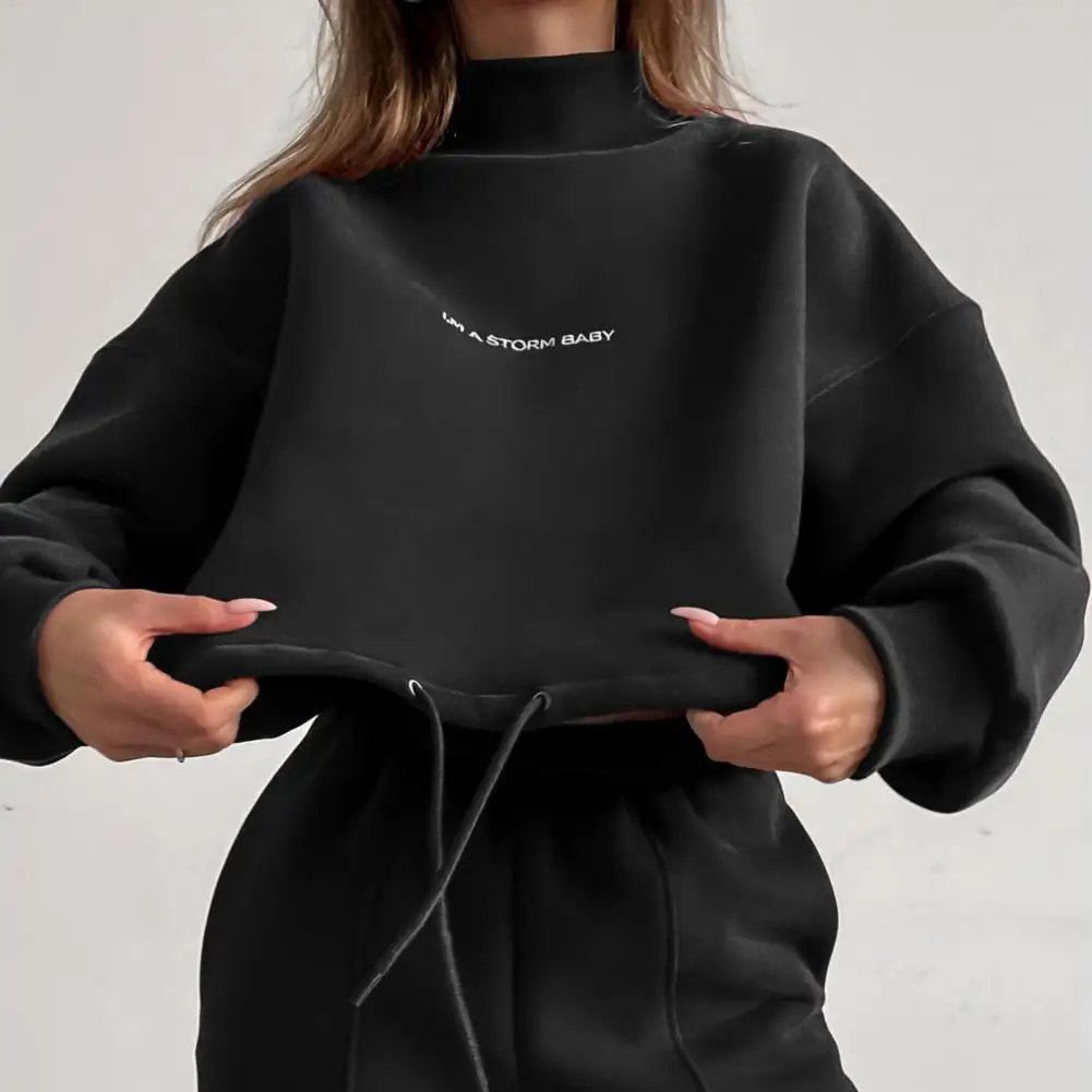 Lady Fall Winter Tracksuit Women Commuter Suit Women's Stand Collar Sweatshirt High Waist Trousers Set for Sport Fitness Long
