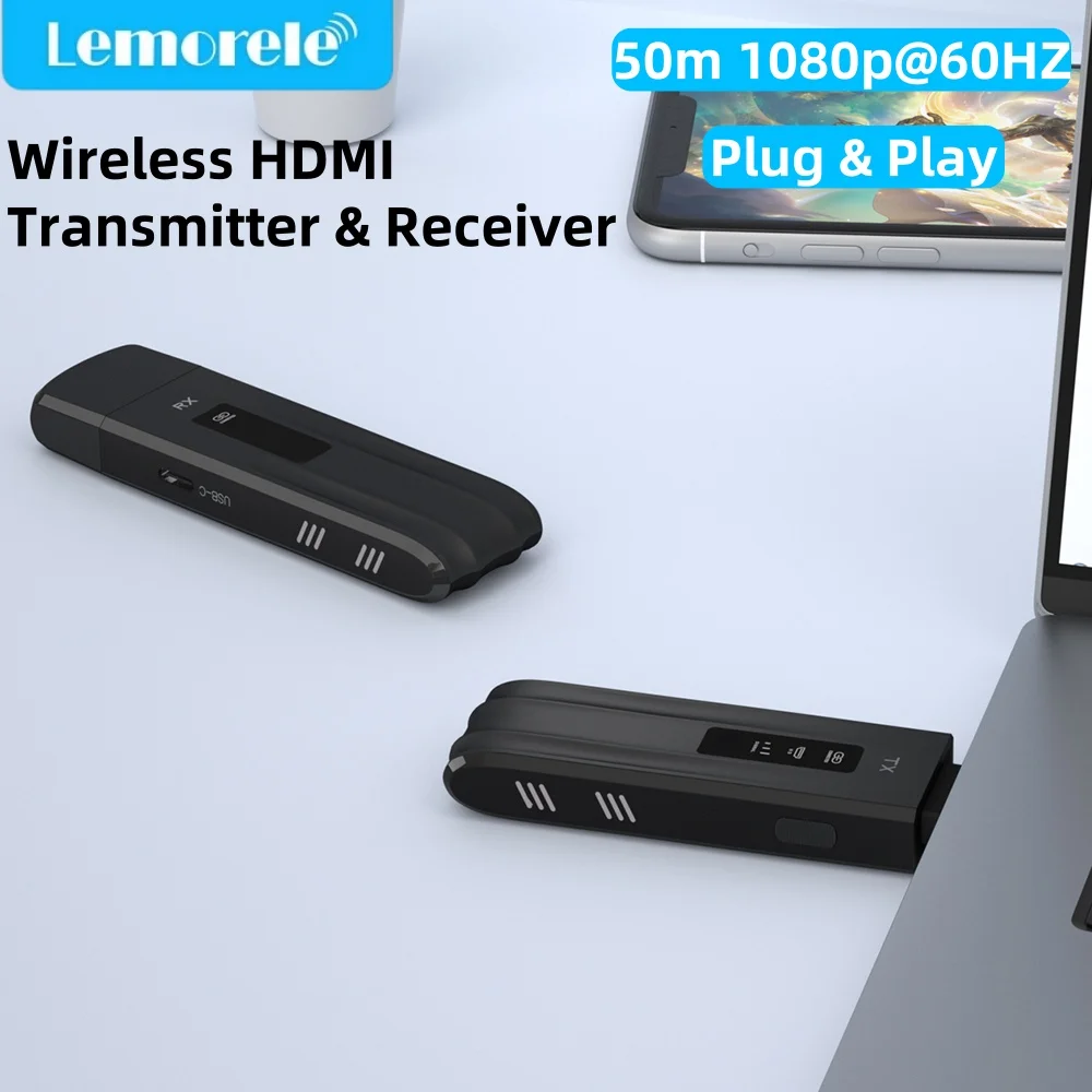 

Lemorele 50 м беспроводной HDMI трансивер 1080P дисплей ключ удлинитель комплект передатчик приемник для ноутбука ТВ проектор монитор