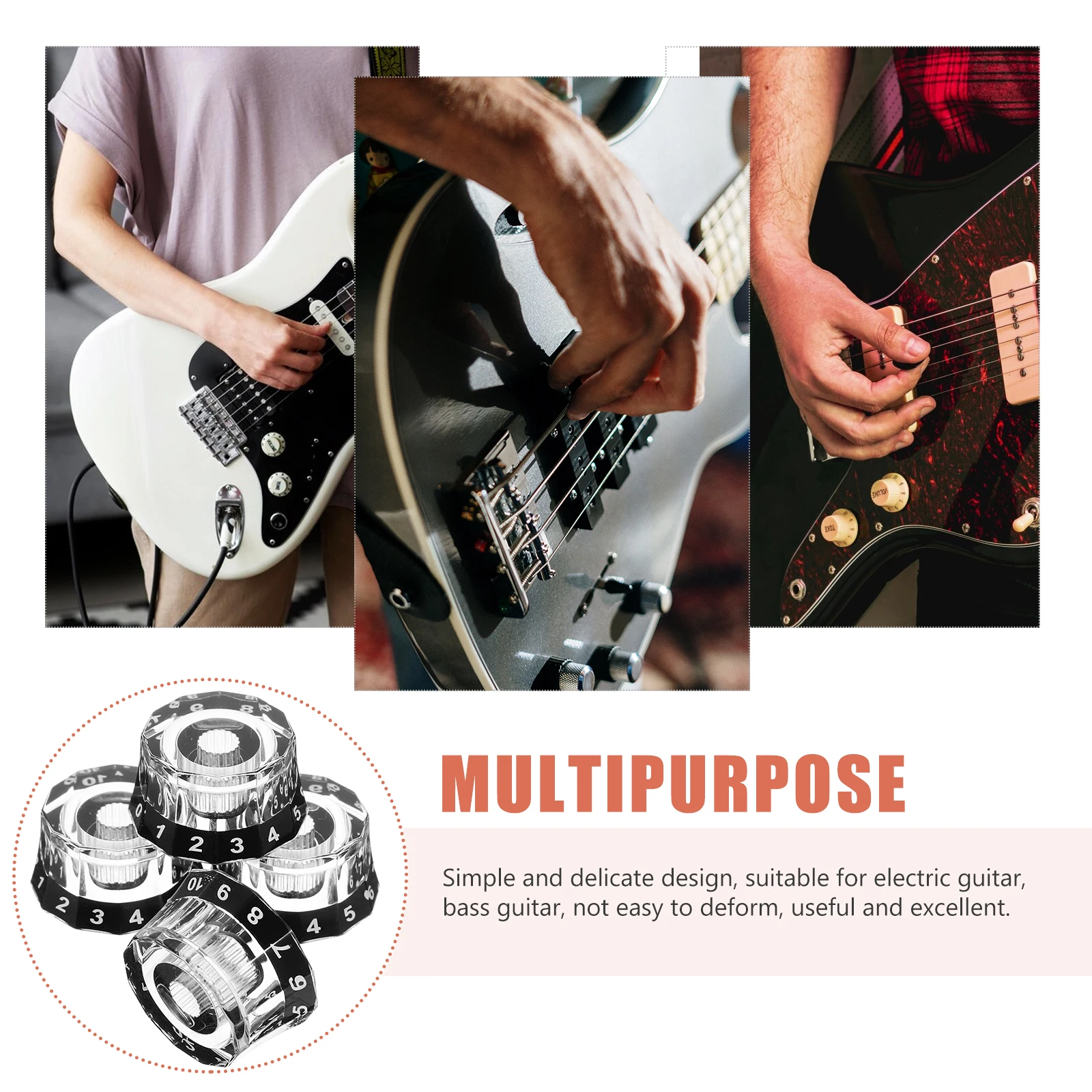 

4 pcs Electric Guitar Knobs Black Volume Control Replacement Parts Bass Accessories Musical Instrument Guitar Knobs