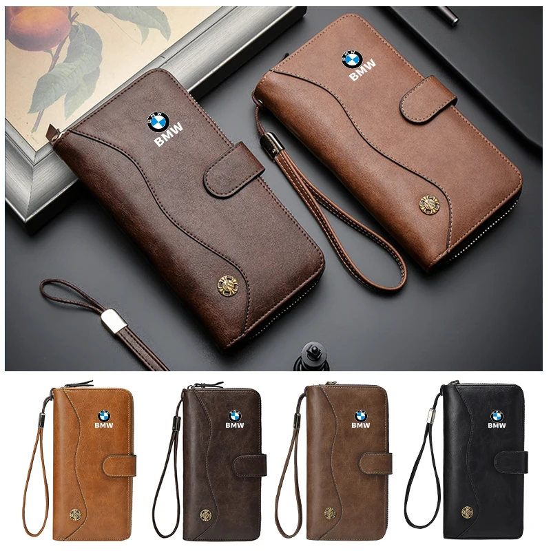 Car Logo Men Classic Wallet Vintage Credit Card Holder Coin Purse Clutch Bag For BMW E90 E39 F30 F10 X3 X4 X5 X1 G30 G20