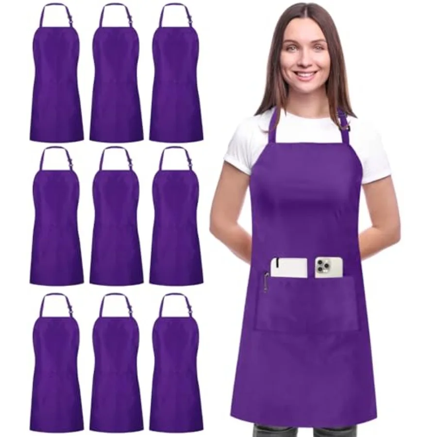 

Utopia Kitchen 10 Pack Bib Apron Adjustable with 2 Pockets Water and Oil Resistant Cooking Kitchen Chef Apron for Women Men