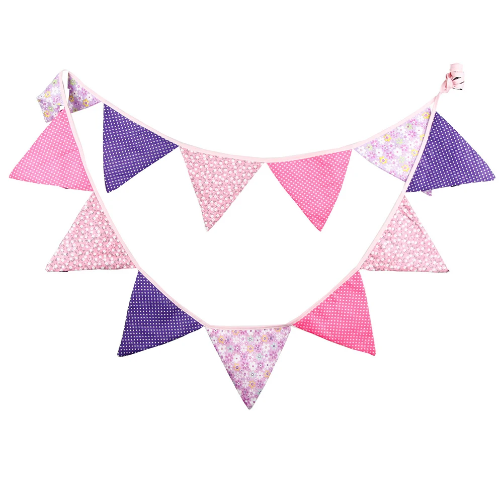 

Children's Cotton Flag Pennant Banner Party for Kids Birthday Triangle Garland Outdoor