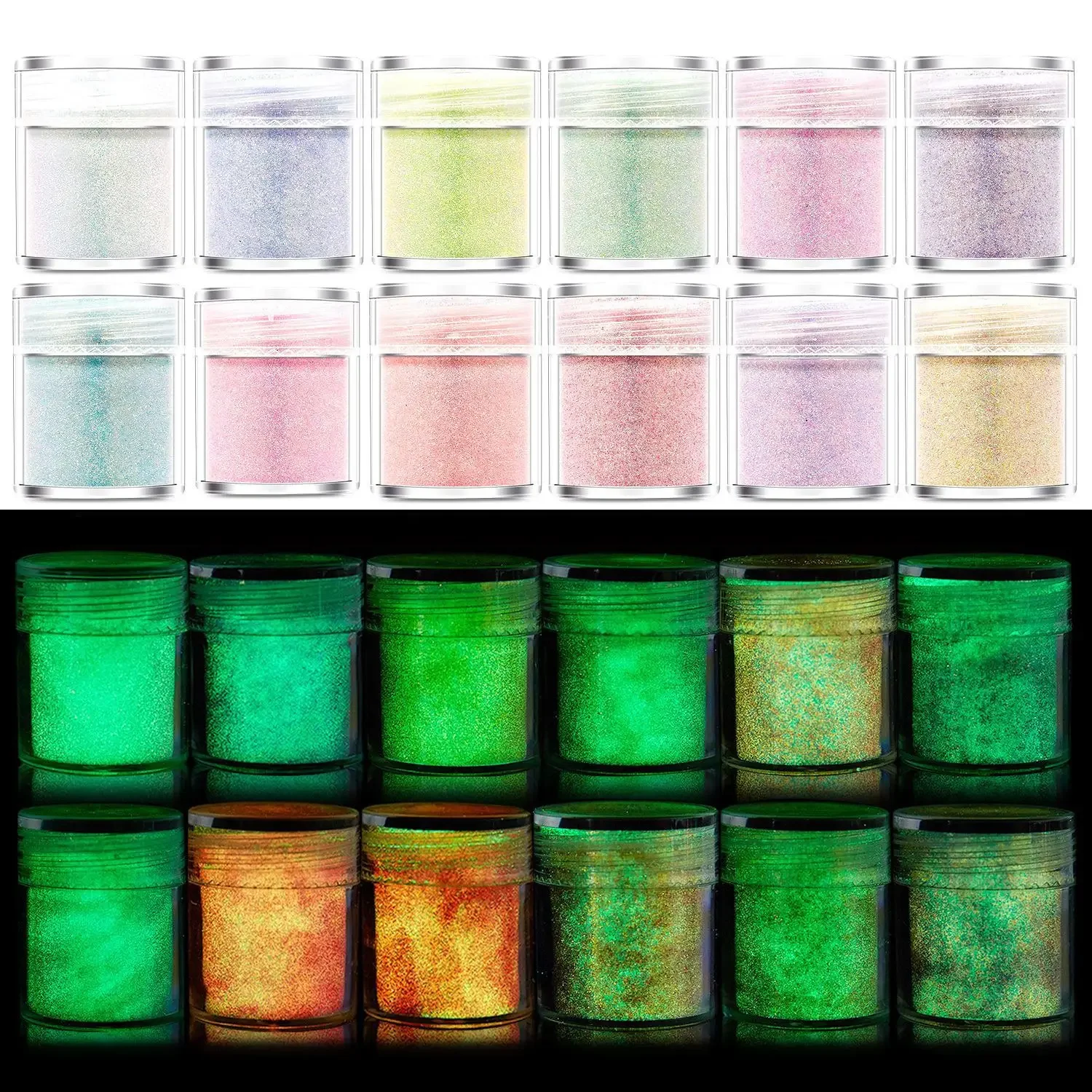 

12 Color Luminous Powder Resin Pigment Kit DIY Epoxy Resin Mold Nail Art Glitter Powder Glow In The Dark Jewelry Making Supplies
