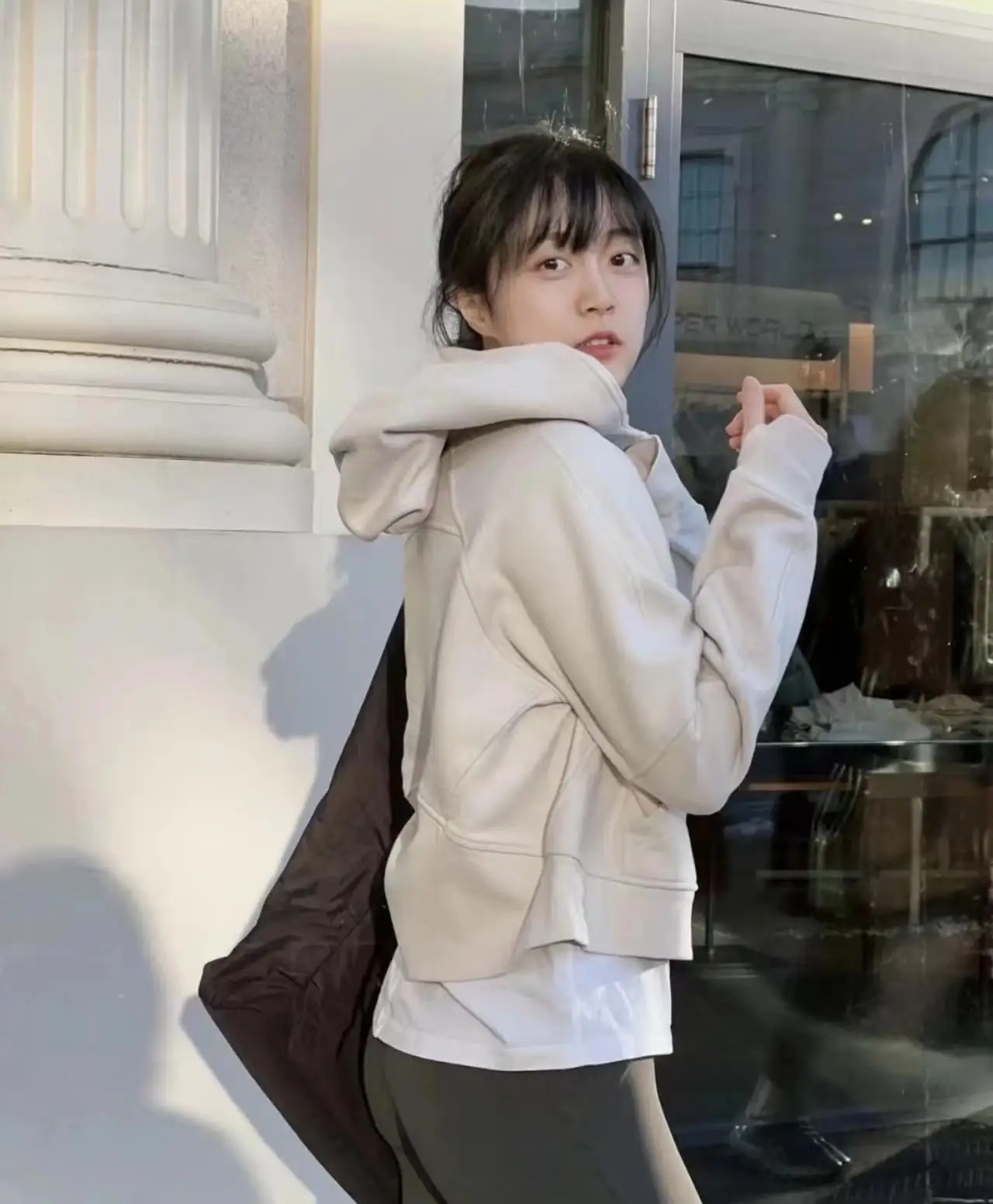 LULU FLORA Winter women's sports sweater camping half-zip hooded shirt with fleece outdoor running warm jacket, thickened