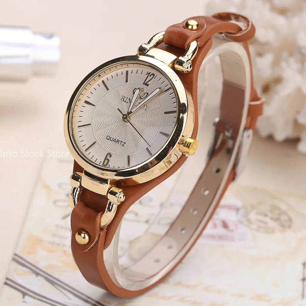 Quartz Watch Women PU Leather Thin Strap Wristwatch Ladies Watches Solid Color Fashion Women Gift Watch Relojes Para Mujer